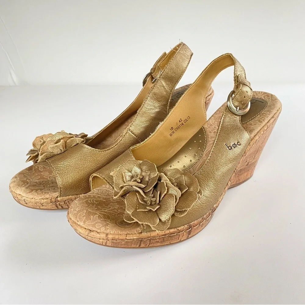 B.O.C. BORN CONCEPT Gold Wedge Sandals - Picture 2 of 14
